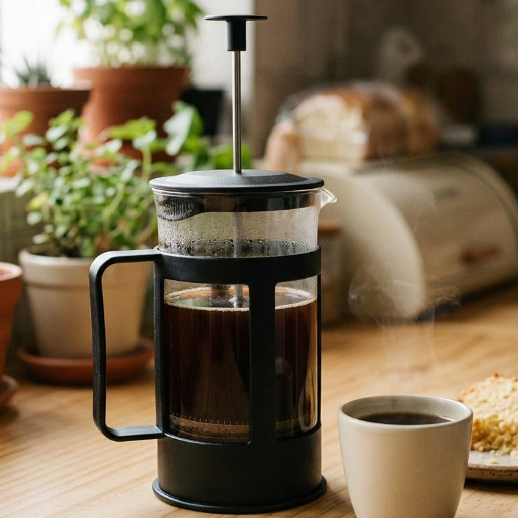 Prensa Aroma com café servido