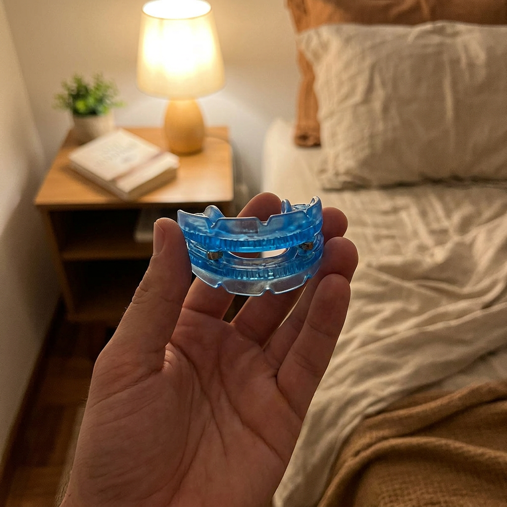 SonoLivre na mão, ao lado da cama